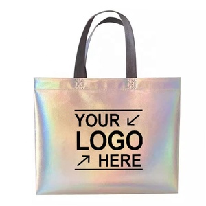 Chiết Giang Tùy Chỉnh In Logo Laser Tái Sử Dụng Có Thể Gập Lại Bạc PP Tráng Không Dệt Vải Hàng Tạp Hóa Mua Sắm Túi Quà Tặng Quần Áo - Product Image 1