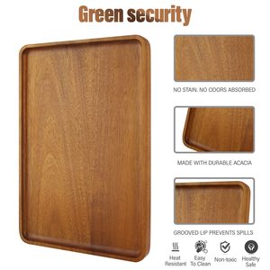 16 Inch Lớn Rắn Gỗ Keo Phục Vụ Hình Chữ Nhật Bằng Gỗ Phục Vụ Khay, Gỗ Keo Phục Vụ Platter Cho Bar Cà Phê Đảng - Product Image 3