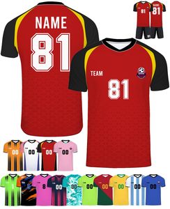 Kit de maillot de football personnalisé par sublimation, rayures orange et noires, 25 noms, logo d'équipe, unisexe, adulte, polyester à séchage rapide, vêtements de sport imprimés - Product Image 4