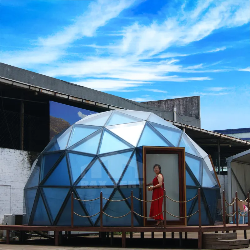 Casa de cúpula de cristal geodésica fantástica, de fabricante chino, para acampar y Glamping para ver las estrellas cuando se tumban en la cama en cúpulas