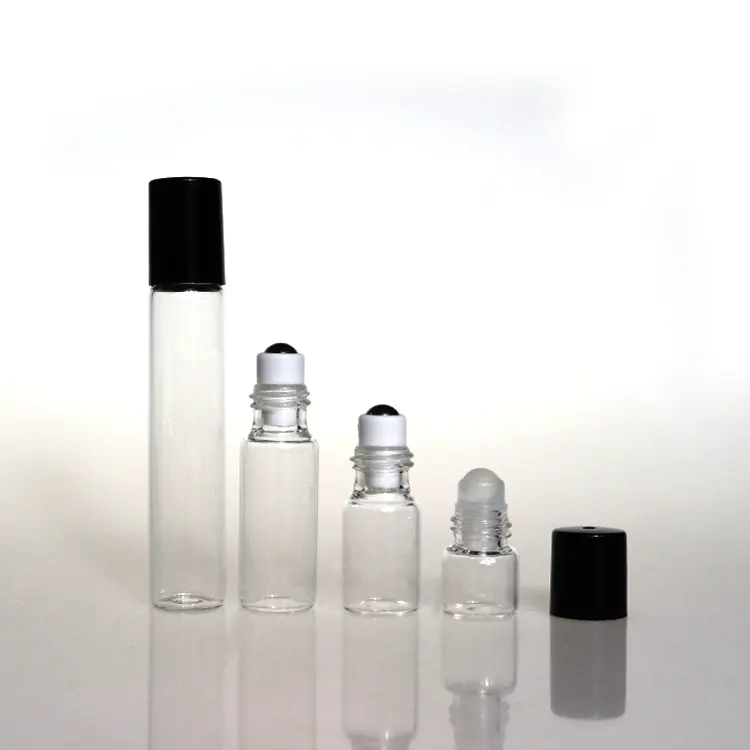 Rodillo de botella transparente para aceite esencial, botella de muestra de Perfume, contenedores de vidrio enrollados