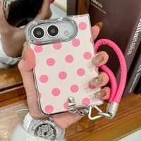 Nouvelle coque de téléphone minimaliste Ins pour iPhone Duo Fold, motif à pois, support en forme de cœur, anti-chute, couverture intégrale, antichoc