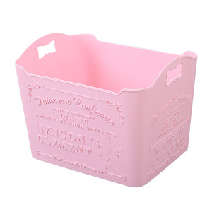 Paris Eiffel Tower Relief Storage Basket Rectangle With Handle Pink Blue Purple White Elegant Style Storage Baskets - Product Image 5