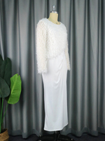 Robes blanches élégantes de Noël à manches longues et glands pour femmes de grande taille
