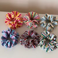 Élastiques à cheveux personnalisables avec logo, grandes attaches multicolores à rayures pour femmes et filles, nouvelle collection, vente en gros