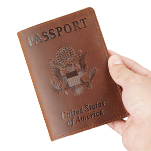 手作り本革ユニセックスヴィンテージパスポートカバー旅行用耐久性のある盗難防止 & 防水証明書バッグ - Product Image 1