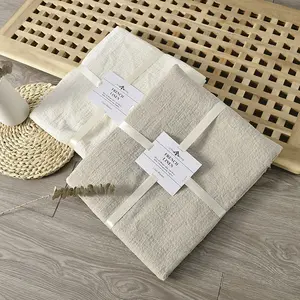 Luxury Organic Gauze Linen Solid Color Throw Blanket Hemp Blankets For Bed With Tassel