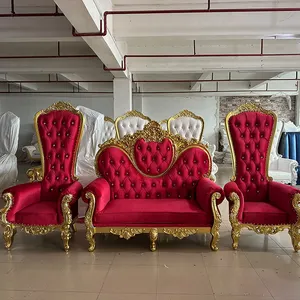 Classique pas cher mariage Royal trône chaise or pour mariée et marié événement fête reine roi trône chaise roi trône chaise