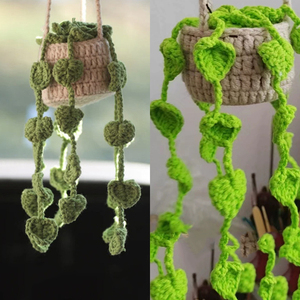 Handmade <b>Crochet</b> Knitted Flowers Car Hanging Accessories Amigurumi <b>Kitting</b> Floral Basket Potted Pants Pendant Ornaments - Product Image 4