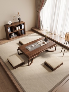 Tavolino da Tè in Stile Giapponese, Moderno e Basso, in Legno, per Ufficio e Casa - Product Image 5