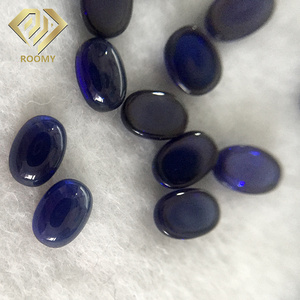 Gema de Zafiro Sintético Cultivado en Laboratorio, <span class=keywords><strong>Azul</strong></span> Oscuro, Corte Ovalado Cabujón 5A, Alta Calidad - Product Image 6