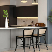 WAYMOVE Armoires de cuisine modulaires modernes avec charnière de robinet de comptoir en marbre Table insulaire élégante Meuble de cuisine personnalisable