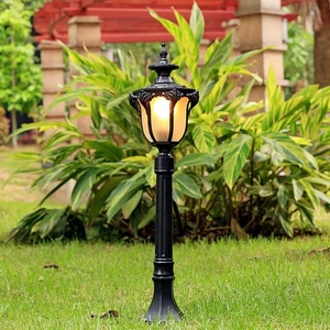 Lampadaire de jardin extérieur en laiton, LED blanc chaud, abat-jour en verre, IP66, AC 220V, garantie 10 ans, détecteur de mouvement, alimentation solaire, intensité variable - Product Image 4