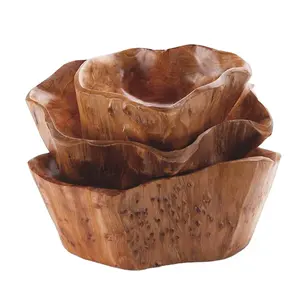 Cuenco دي ماديرا الطبيعي خشبية طبق للسلطة الفاكهة الخضار تخدم اليدوية شعار مخصص العتيقة طبق للسلطة