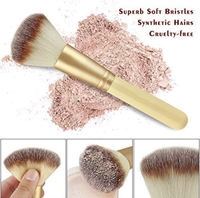 Ensemble de 10 pinceaux de maquillage en poils synthétiques de la série Beige personnalisée, tube en aluminium épaissi, manche en bois, sans cruauté, application visage