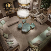 Table basse en marbre de style italien en noyer naturel et acier inoxydable, vert foncé, artisanat exquis