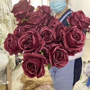 IFG bordeaux rose fleurs artificielles 8 têtes roses bouquet fleur artificielle - Product Image 1