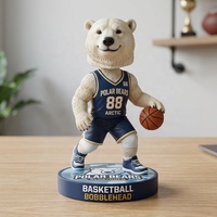 Figurine de mascotte sportive en résine personnalisée, ours polaire amoureux, jouet à tête oscillante, mini figurine décorative de bureau, vente en gros