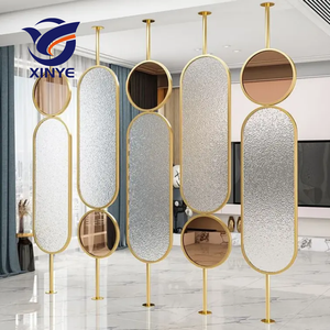 Divisor de Espacios Moderno, Decorativo, Plegable, Transparente, de Metal, Forma Ovalada, Panel de Acero Inoxidable con Espejo de Vidrio <span class=keywords><strong>para</strong></span> Hotel - Product Image 5