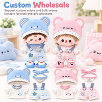 Vêtements de poupée en coton personnalisés de 10 cm et 20 cm, ensemble de remplacement de tenue avec chapeau à oreilles d'ours mignonnes pour poupée en peluche