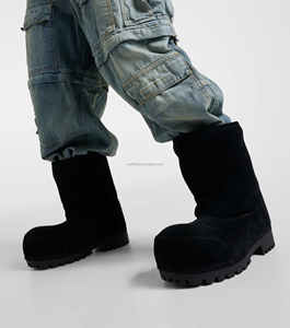 บูทสกีหนังอลาสก้าแบบนิ่มสำหรับผู้ชายหรูหราหัวมนพิเศษรองเท้าบูทสกีหนังลูกวัวสีน้ำตาลสำหรับผู้หญิงรองเท้าบูทลุยหิมะสูงทำจากขนเฟอร์สำหรับผู้ชาย - Product Image 3