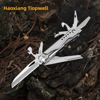 Edelstahl Taschenmesser mit Schere, Tragbares Multifunktionswerkzeug mit Sandgestrahlter Oberfläche für Camping, Outdoor, Notfälle und Täglichen Gebrauch