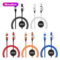 Câble de charge rapide 4-en-1 Mooden 60W 3A avec logo LED lumineux pour iOS Type-C
