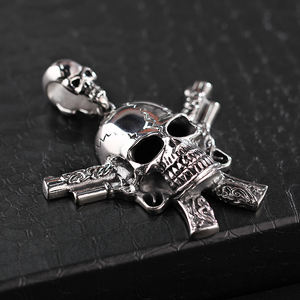 KALEN Punk Rock Style Double Gun Cross <span class=keywords><strong>Skull</strong></span> Hunter Viking <span class=keywords><strong>Pendant</strong></span> Men - Product Image 3