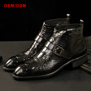 Stivali in Pelle da Uomo Personalizzati OEM, Design Retrò alla Moda, in Vera Pelle di Vacchetta con Cerniera, Punta Affusolata, Stile <span class=keywords><strong>Martin</strong></span> - Product Image 4