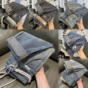 Stock Abbigliamento <span class=keywords><strong>Jeans</strong></span> da <span class=keywords><strong>Uomo</strong></span> alla Moda Blu <span class=keywords><strong>Scuro</strong></span> in Materiale Elasticizzato Stock Abbigliamento Pronto per la Vendita Oltre Marchio Abbigliamento all'Ingrosso - Product Image 5