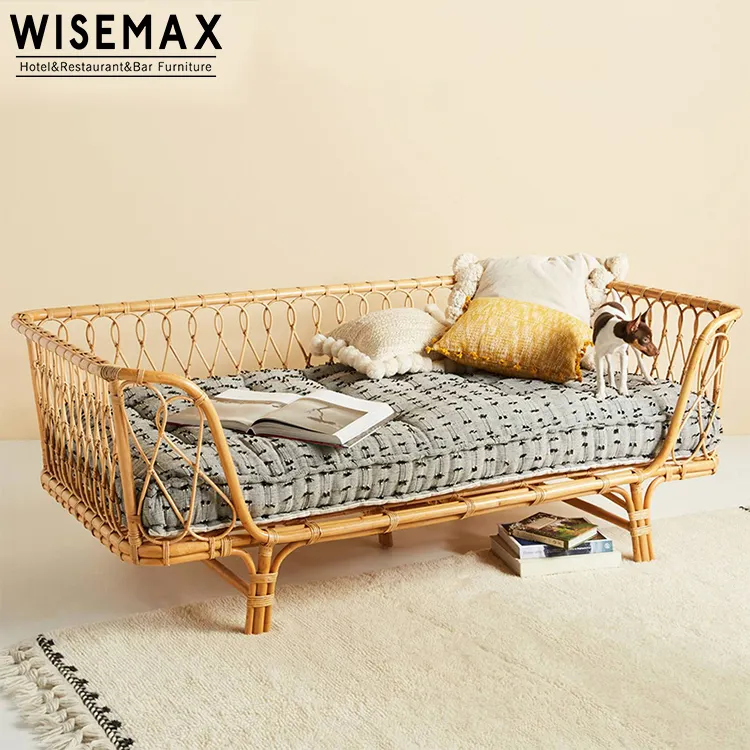 WISEMAX FURNITURE高品質ベトナムドリームハウス籐ベッドルーム籐ソファベッドホテルナチュラル籐籐家具