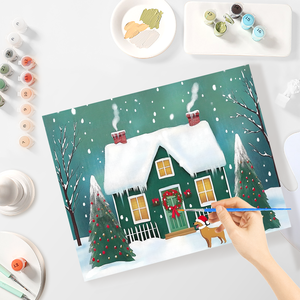 CHENISTORY Peinture par Numéros Kits Maison de Neige Idées de Bricolage Peinture par Numéros pour Adultes Décors Maison Cadeau de Noël - Product Image 1