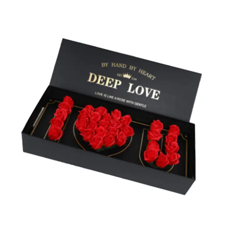 럭셔리 사각형 깊은 사랑 심장 웨딩 꽃 선물 종이 상자 발렌타인 데이 비누 장미 포장 상자