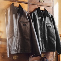 Blouson pour Homme Maden – Blouson Bomber Vintage en Similicuir PU Texturé, Veste de Travail Décontractée et Habillée, Collection Automne 2026