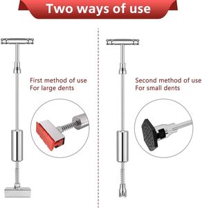 Extractor de abolladuras de aluminio tipo T con pestañas mejoradas - Plata/Negro/Rojo, herramienta universal para reparación de abolladuras de coches - Product Image 6