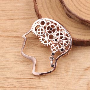 Science psychiatre médecin cadeau vestes manteau col Badge broches médical mécanique engrenage cerveau émail broche pour fête mariage - Product Image 2