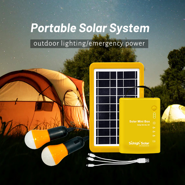Mini Portable Lighting System Bulb Rechargeable Outdoor Camping Light With Panels Solar Generator Kit Dc to Ac Power