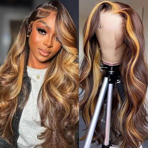 Peluca de Cabello Humano con Frente de Encaje HD 13x6 sin Pegamento, Color Marrón Chocolate, Pre-Desplumada con Cabello de Bebé, Pelucas con Cierre de Encaje 5x5 Marrón Oscuro para Mujeres - Product Image 1