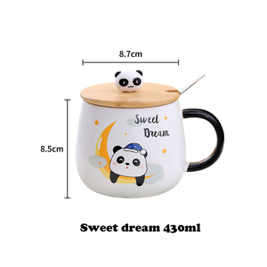 Mug en céramique mignon de panda de dessin animé 400 ml, tasses à café avec couvercle et cuillère, tasses à eau en céramique originales - Product Image 6