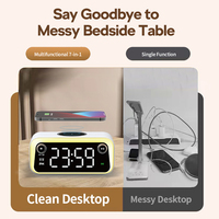 Nouvelle lampe de bureau multifonctionnelle à chargement rapide sans fil avec haut-parleur Bluetooth, affichage numérique de l'heure et horloge pour téléphones, en vente chaude