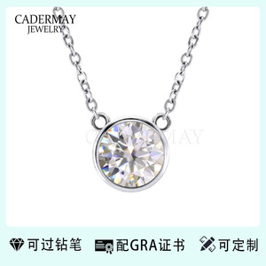 Cadermay Moissanite Necklace 1 Carat S925 Sterling Silver Bezel Setting For Women Everyday Wear - Product Image 4