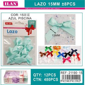 Fiocchi in Nastro Ilan Lazo 15mm, 8 Pezzi, Blu Piscina, Decorazioni per Artigianato - Product Image 1