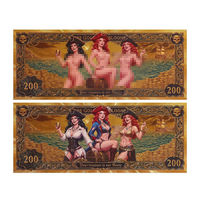 Billets de banque en plastique personnalisés avec design gratuit, motif Pirate Girl, 5 modèles, billets de banque en feuille d'or