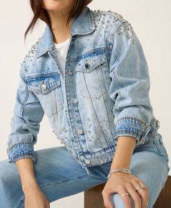 Chaqueta Corta de Mezclilla de Invierno Diamonds in the Sky con un Solo Botón, Forro de Seda con Borlas y Diseño Transpirable - Product Image 1