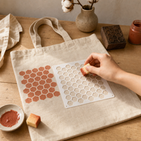 Pochoir hexagonal en PET pour peinture DIY et décoration murale, modèle blanc