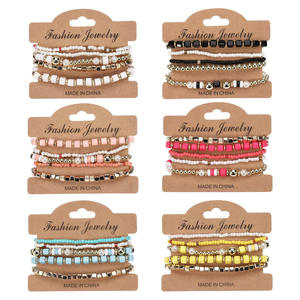 Fashion Jewelry Beaded <b>Bracelets</b> <b>Set</b> Imitation Pearl Elastic Multi Strand Unisex Made In China - Product Image 1