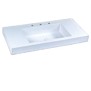 Vente en gros directe usine Domo R1000-07 Lavabo de salle de bain d'hôtel en résine au design moderne à poser sur comptoir facile à nettoyer - Product Image 2