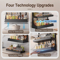 Sistema de Elevação Elétrico para Armário de Parede com Cesto Deslizante Automático para Garrafas de Vinho e Prateleiras Superiores
