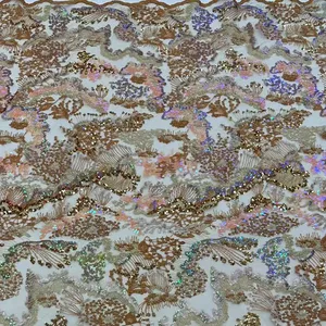 Hot Selling Good Quality Embroidery Lace Fabric Bead Tulle Sequin Fabric