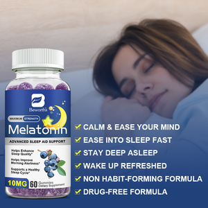 Beworths alat bantu tidur Melatonin Gummies relaksasi otak mendukung Blueberry Melatonin suplemen Gummies - Product Image 3